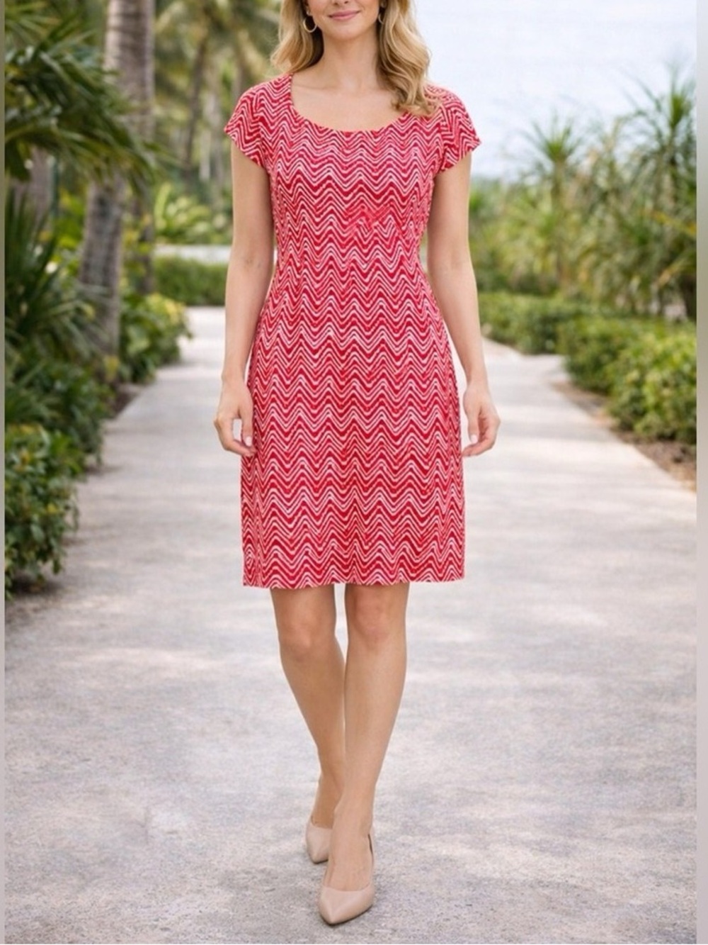J. McLaughlin Catalina Cloth Emma Chevron  Print Dress Size M
